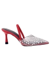 Shoecide Lux Kelma Kırmızı Taşlı Arkası Lastikli Ayakkabı Terlik 7cm 806