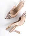 Shoecide Lux Yekl Nut Cilt Kumaş Detaylı Topuklu Ayakkabı 307 (8) Cm Topuk