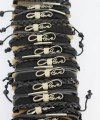 Shoecide Metal Aksesuarlı Siyah Renk Deri Bileklik