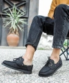 Shoecide Mevsimlik Keten Ayakkabı 008 Siyah (siyah Taban)