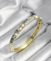 Shoecide Mineli Pirinç Gri Çiçek Desenli Gold Renk Kadın Kelepçe