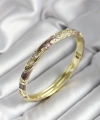 Shoecide Mineli Pirinç Kahverengi Çiçek Desenli Zirkon Taşlı Gold Renk Kadın Kelepçe