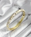 Shoecide Mineli Pirinç Krem Çiçek Desenli Gold Renk Kadın Kelepçe (çap 60 Mm)