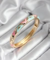 Shoecide Mineli Pirinç Mavi Ve Pembe Üçgen Desenli Gold Renk Kadın Kelepçe (çap 60 Mm)