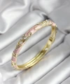 Shoecide Mineli Pirinç Pembe Çiçek Desenli Gold Renk Kadın Kelepçe