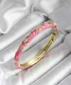 Shoecide Mineli Pirinç Pembe Çiçek Desenli Gold Renk Kadın Kelepçe