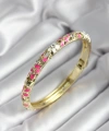Shoecide Mineli Pirinç Pembe Çiçek Desenli Gold Renk Kadın Kelepçe
