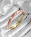 Shoecide Mineli Pirinç Pembe Çiçek Desenli Gold Renk Kadın Kelepçe (çap 60 Mm)
