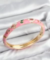 Shoecide Mineli Pirinç Pembe Çiçek Motifli Gold Kadın Kelepçe