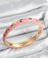 Shoecide Mineli Pirinç Pembe Çiçek Motifli Gold Kadın Kelepçe