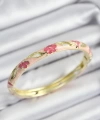 Shoecide Mineli Pirinç Pembe Çiçek Motifli Gold Renk Kadın Kelepçe