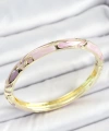 Shoecide Mineli Pirinç Pembe Desenli Gold Renk Kadın Kelepçe