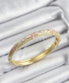 Shoecide Mineli Pirinç Pembe Hardal Ve Krem Çiçek Motifli Gold Renk Kadın Kelepçe