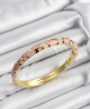Shoecide Mineli Pirinç Pembe Petek Motifli Gold Renk Kadın Kelepçe