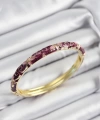 Shoecide Mineli Pirinç Pembe Ve Fuşya Çiçek Motifli Gold Renk Kadın Kelepçe