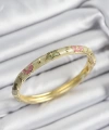 Shoecide Mineli Pirinç Pembe Ve Yeşil Çiçek Motifli Gold Renk Kadın Kelepçe