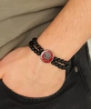 Shoecide Osmanlı Tuğralı Kırmızı Metal Aksesuarlı Siyah Oniks Doğal Taş Erkek Bileklik