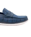 Shoecide Pergamon Mavi Kroko Desenli Hakiki Deri Erkek Günlük Ayakkabı