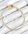 Shoecide Pirinç Charm Zirkon Taşlı Kalp Model Gold Renk Kadın Bileklik