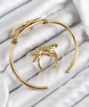 Shoecide Pirinç Deniz Yıldızı Model Gold Renk Bileklik Yüzük Set