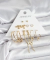 Shoecide Pirinç Gold Renk 6 Çiftli Kadın Küpe Seti