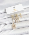 Shoecide Pirinç Gold Renk Göz Ve Kutup Yıldızı Model Ysx Trio Küpe Seti