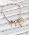 Shoecide Pirinç Gold Renk Kalpli Model Charmlı Kadın Bileklik