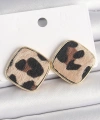 Shoecide Pirinç Gold Renk Kare Leopar Model Kadın Küpe