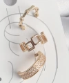 Shoecide Pirinç Gold Renk Kare Model Zirkon Taşlı 3lü Model Kadın Kıkırdak Küpe