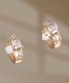 Shoecide Pirinç Gold Renk Kare Zirkon Taşlı Kadın Küpe