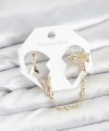 Shoecide Pirinç Gold Renk Kelebek Model Zincir Bağlantılı Ear Cuff Küpe Seti