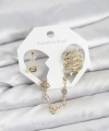 Shoecide Pirinç Gold Renk Sarmal Model Zincir Bağlantılı Ear Cuff Küpe Seti