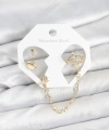 Shoecide Pirinç Gold Renk Uzay Model Zincir Bağlantılı Ear Cuff Küpe Seti
