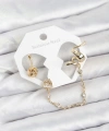 Shoecide Pirinç Gold Renk Yılan Model Zincir Bağlantılı Ear Cuff Küpe Seti