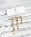 Shoecide Pirinç Gold Renk Yıldız Model Ysx Trio Küpe Seti