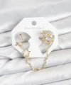 Shoecide Pirinç Gold Renk Yıldız Model Zincir Bağlantılı Ear Cuff Küpe Seti