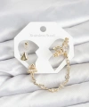 Shoecide Pirinç Gold Renk Yıldızlı Model Zincir Bağlantılı Ear Cuff Küpe Seti
