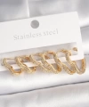 Shoecide Pirinç Gold Renk Zirkon Taşlı 3 Çift Kalp Model Kadın Küpe