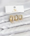 Shoecide Pirinç Gold Renk Zirkon Taşlı Halka Model Ysx Trio Küpe Seti