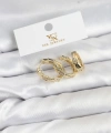Shoecide Pirinç Gold Renk Zirkon Taşlı Halka Yılan Model Ysx Trio Küpe Seti