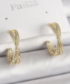 Shoecide Pirinç Gold Renk Zirkon Taşlı Sarmal Halka Model Kadın Küpe
