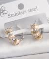 Shoecide Pirinç Gümüş Renk Halka Gold Zirkon Taşlı Model Kadın Küpe