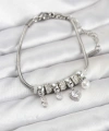 Shoecide Pirinç Gümüş Renk Kalp Charmlı Kadın Bileklik