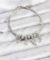 Shoecide Pirinç Gümüş Renk Kalpli Model Charmlı Kadın Bileklik