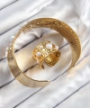 Shoecide Pirinç İncili Model Gold Renk Bileklik Yüzük Set