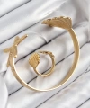 Shoecide Pirinç İstiridye Ve Deniz Yıldızı Model Gold Renk Bileklik Yüzük Set