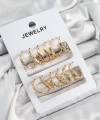 Shoecide Pirinç Karışık Halka Model Gold Renk 6 Çift Kadın Küpe Set