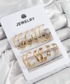 Shoecide Pirinç Karışık Halka Model Gold Renk 6 Çift Kadın Küpe Set