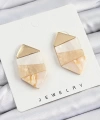 Shoecide Pirinç Mermer Desenli Vintage Geometrik Model Gold Renk Kadın Küpe
