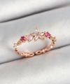 Shoecide Pirinç Papatya Figürlü Zirkon Taşlı Rose Gold Renk Ayarlanabilir Kadın Yüzük